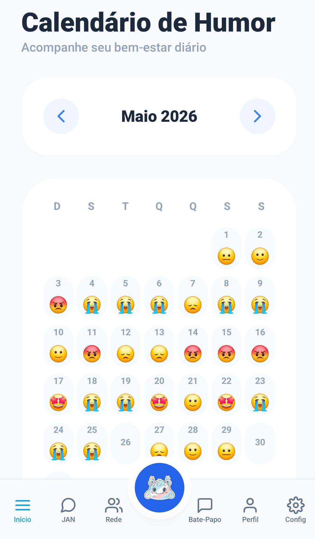 Interface do Diário de Humor